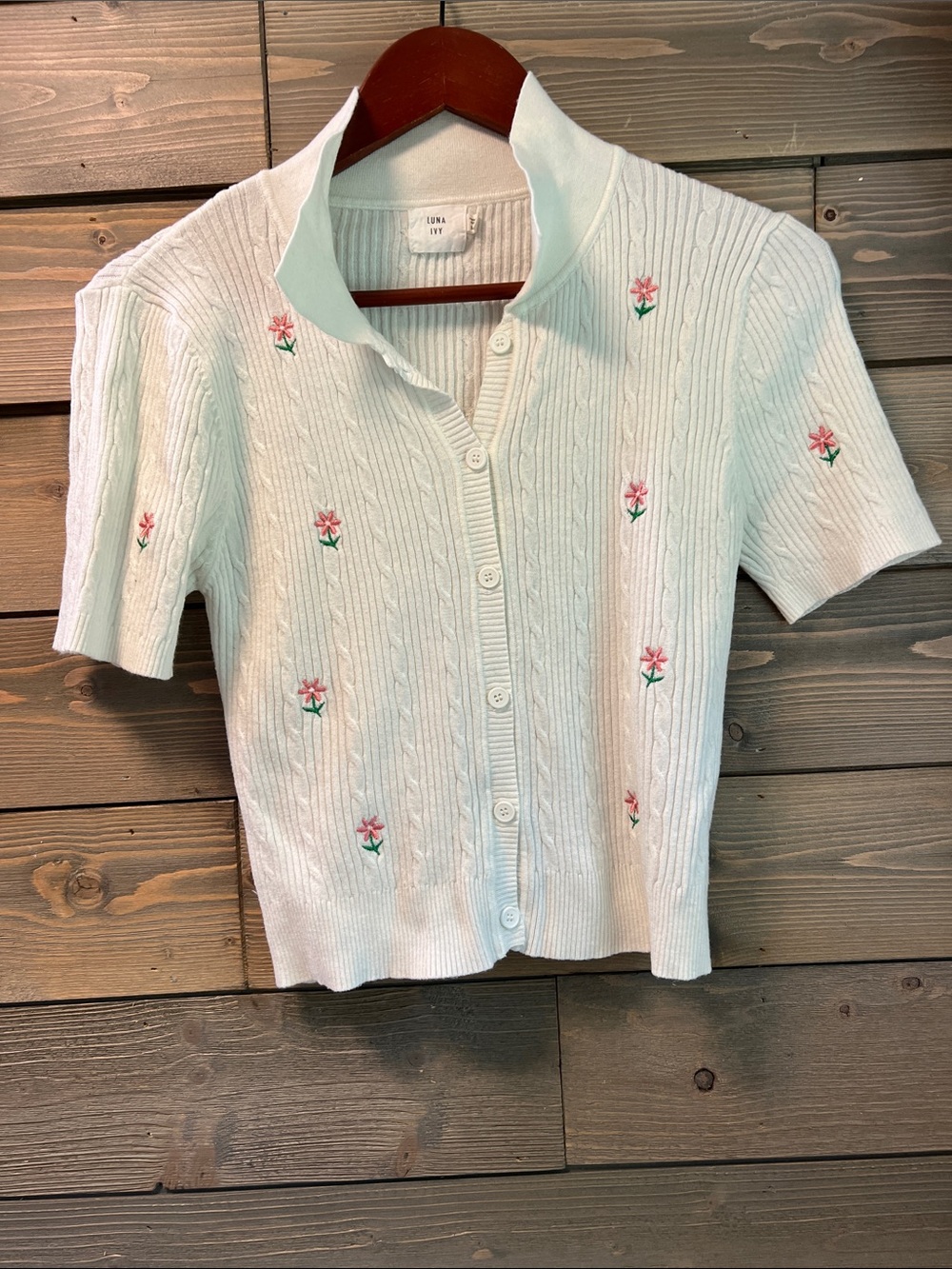 Luna Ivy Cropped Floral Polo Sweater